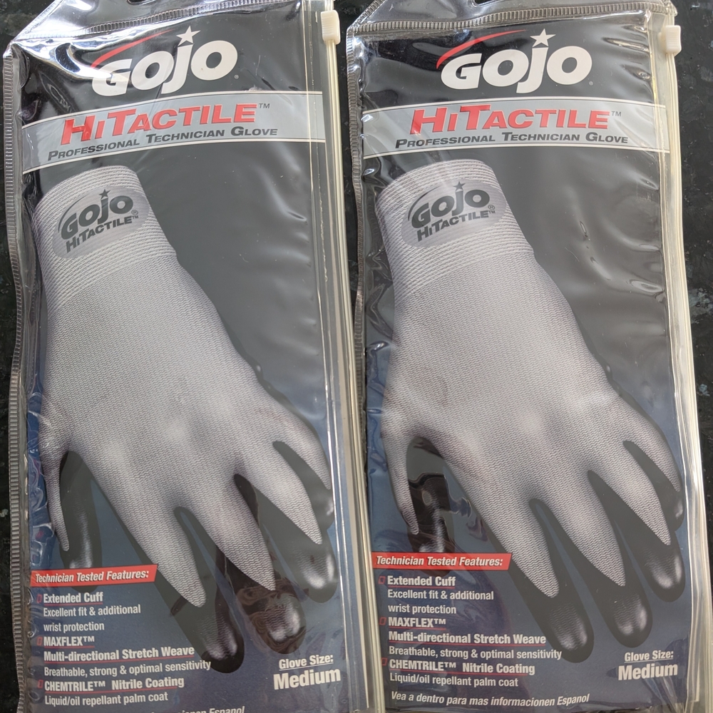 2 Pairs - HiTactile Gray Technician Gloves